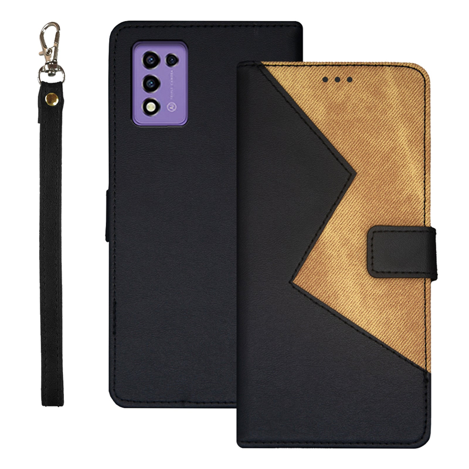 IDEWEI For ZTE Libero 5G III Card Holder Phone Case Color Splicing Leather Stand Phone Case with Wrist Strap IDEWEI For ZTE Libero 5G III Card Holder Phone Case Color Splicing Leather Stand Phone Case with Wrist Strap